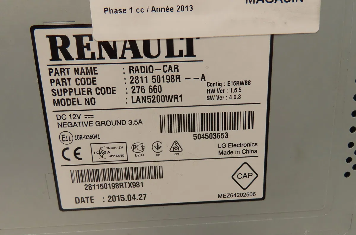 Afficheur digital Renault CAPTUR I (J5_, H5_) 1.2 tce 120 (2013) occasion