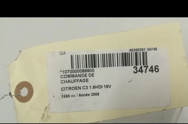 Commande de chauffage Citroen C3 I (FC_, FN_) 1.6 16v hdi (2005) occasion — photo 3