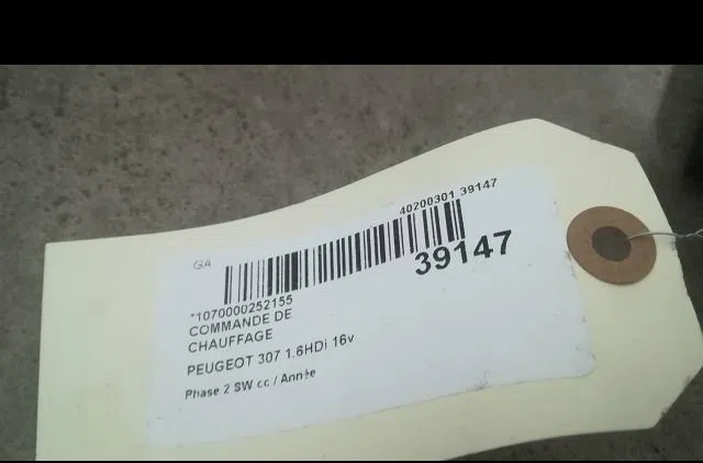 Commande de chauffage Peugeot 307 Break (3E) 1.6 hdi 110 (2004-2008) 5 portes occasion — photo 3