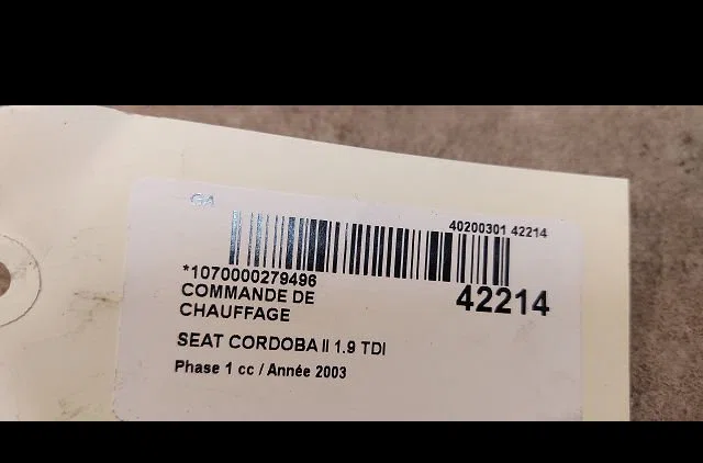 Commande de chauffage Seat CORDOBA (6L2) 1.9 tdi (2002-2009) occasion — photo 3