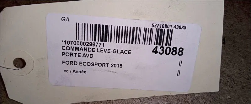 Commande lève-glace porte avant droite FORD ECOSPORT 2015 occasion — photo 2