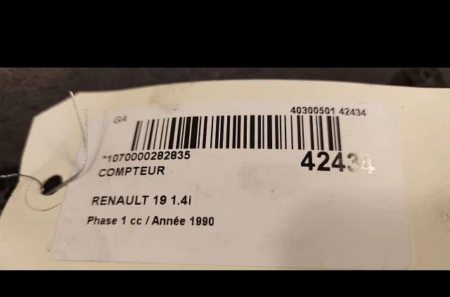 Compteur Renault 19 I (B-C53_) 1.4 (1988-1992) occasion — photo 3