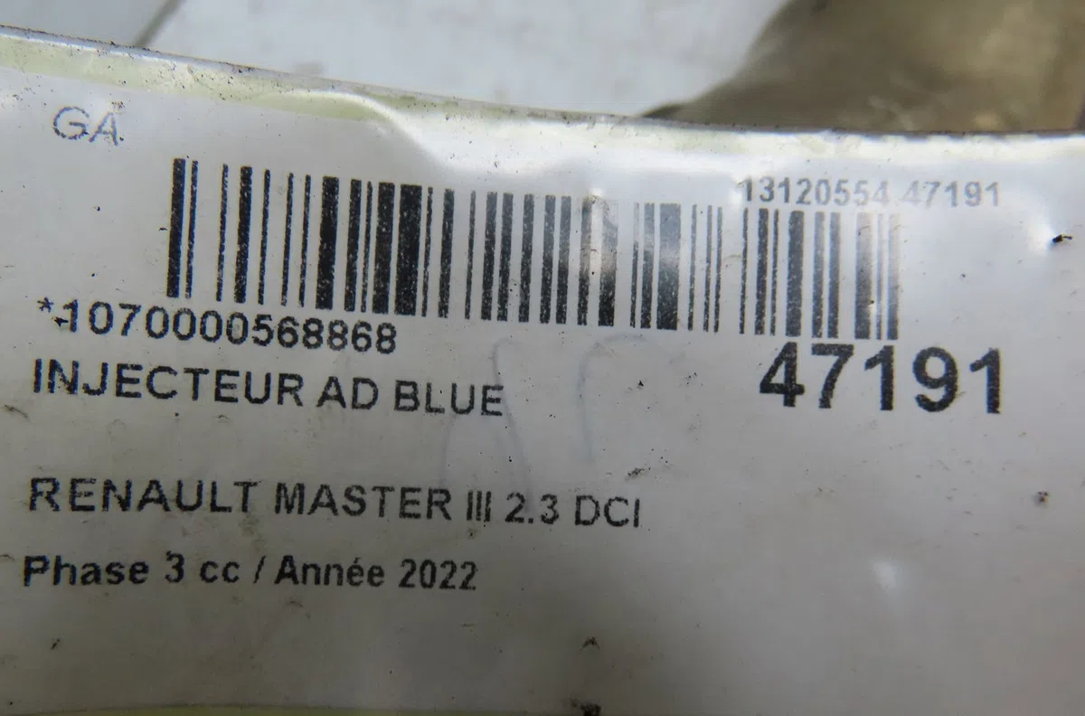 Injecteur ad blue RENAULT MASTER III 2022 occasion