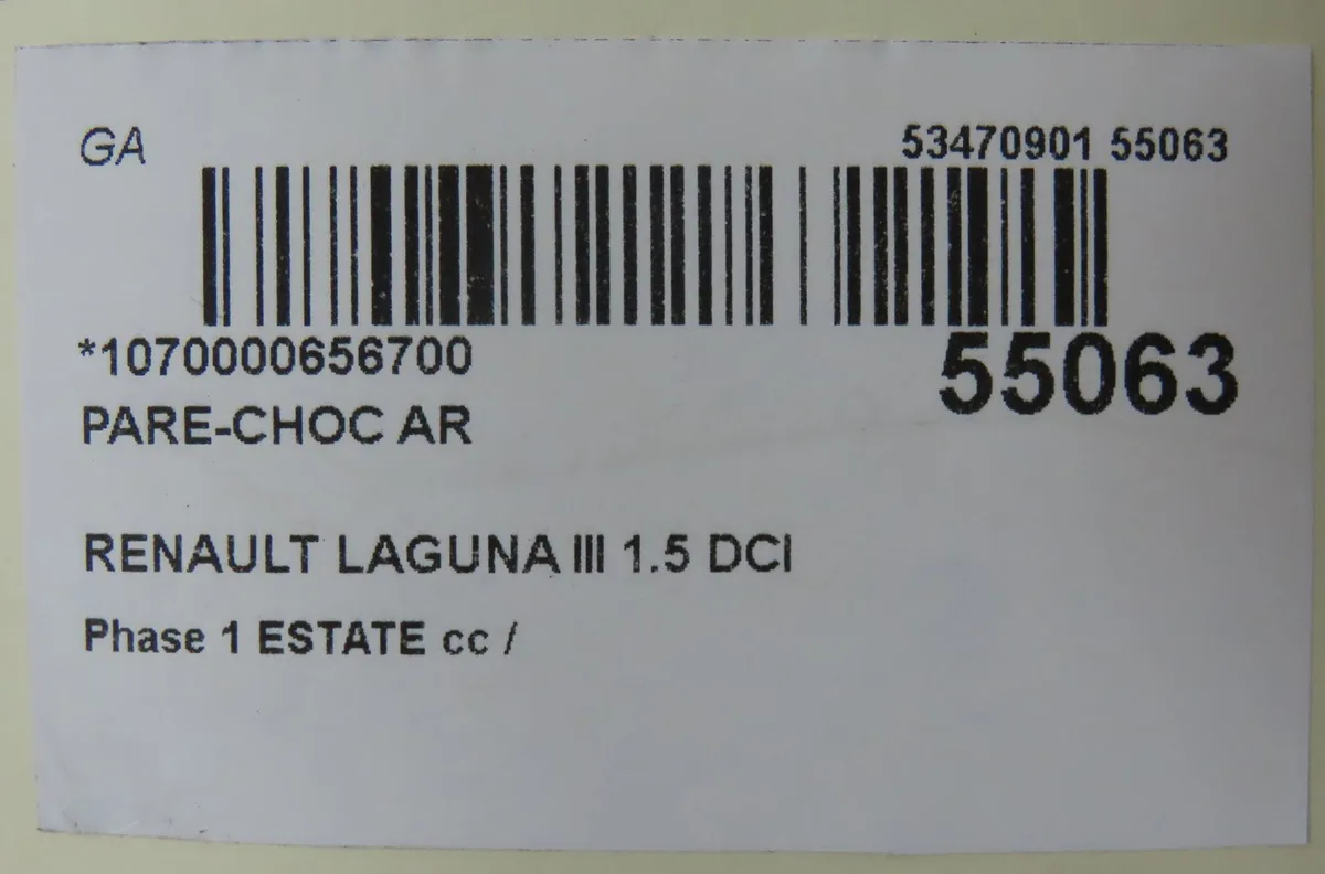 Pare-choc arrière Renault LAGUNA III Grandtour (KT0-1) 1.5 dci (kt0a, kt0r, kt02) (2007-2015) occasion