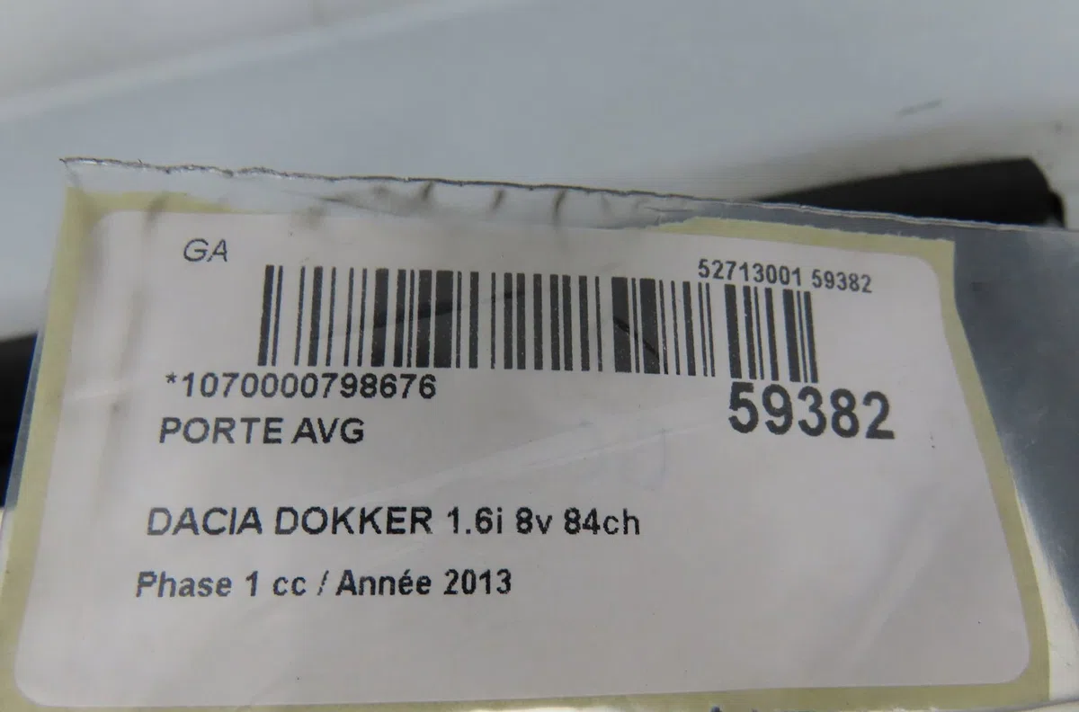 Porte avant gauche Dacia DOKKER Express Camionnette-Monospace 1.6 (2012) occasion