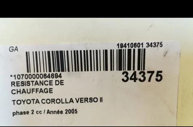 Resistance de chauffage TOYOTA COROLLA VERSO II 2005 occasion