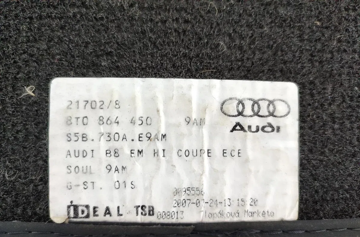 Tapis de sol AUDI A5 1 COUPE S5 PHASE 1 occasion