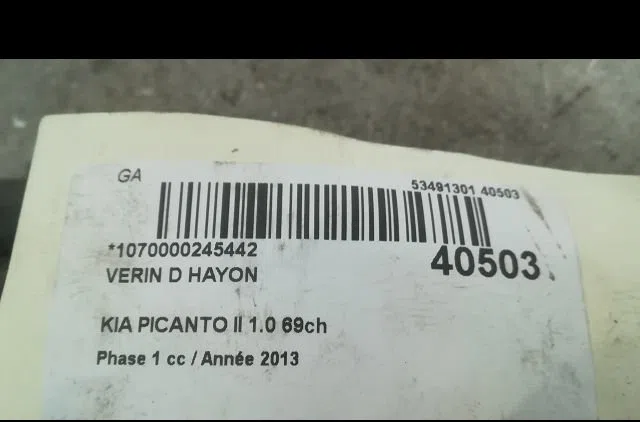 Verin droit hayon Kia PICANTO II (TA) 1.0 (2011-2017) occasion