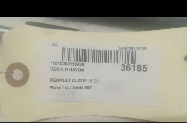 Verin droit hayon RENAULT CLIO III 2007 occasion